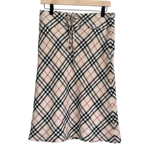 Burberry London Linen Skirt US Size 6 UK Size 8 Lined Tartan - Picture 1 of 10